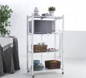 बहु-परत धातु तह भंडारण रैक, Foldable रैक शेल्फ के लिए पुस्तक, घूर्णन के साथ Foldable रसोई रैक - Product Image 6