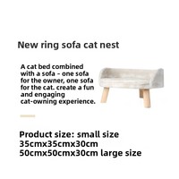 Lit pour chat et chien en bois confortable, amovible et lavable - Motif uni, hamac pour animaux de compagnie d'intérieur toutes saisons