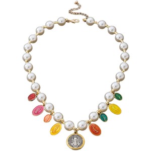 Collier Saint Benoît fait main en acier inoxydable étanche et inaltérable, perles et médailles religieuses en fausses perles pour femmes catholiques - Product Image 5