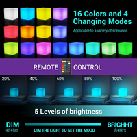 Chaise cube lumineuse LED RGB 50 cm |   Tabouret d'extérieur rechargeable avec télécommande 16 couleurs pour fêtes et événements