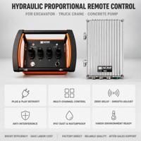 NOMI NMBZ 001 Télécommande hydraulique proportionnelle professionnelle à 4 leviers IP67 pour grappin à bois, portée de signal de 500 m