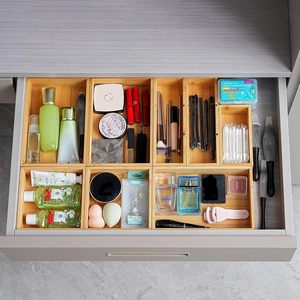 Bamboo Desktop Organizer 9-Compartment Removable <b>Storage</b> <b>Tray</b> For Office Stationery And Snacks - Product Image 3
