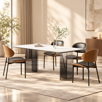 Luxuriöser Esstisch aus Sinterstein mit Acrylbeinen, Rechteckiger Küchentisch für Moderne Wohn- und Restaurantmöbel