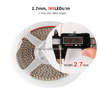 Bande LED numérique adressable ultra-fine de 2,7 mm, pixels SMD RGBIC, DC 5V 12V, couleur magique, 160 LED/m, WS2811 WS2812B, IP20