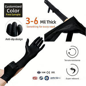 Gants en nitrile noirs et bleus personnalisables avec logo pour examen médical, usage alimentaire, tatouage, beauté, manucure – Vente en gros de GEP - Product Image 3