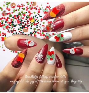 Accessoires de nail art de Noël à 7 compartiments, motifs dessin animé, avec perles et strass plats, pour DIY, y compris les accessoires de Noël renne et cloche - Product Image 5