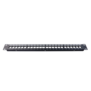 Panneau de brassage 1U robuste à 24 ports, tout métal, en acier laminé à froid, cadre modulaire non équipé, rack de distribution réseau de qualité industrielle - Product Image 2