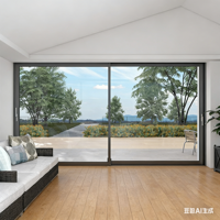 Porte coulissante en verre panoramique à cadre fin minimaliste en aluminium pour pergola de luxe