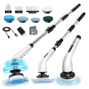 9 Replaceable Brush Heads Electric Spin Scrubber Cleaning Brush Kit For Tile Tub Floor Car