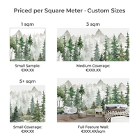 Quadri e Decorazioni Murali, Stampa 3D, Murale Digitale HD Nordico/Moderno con Foresta di Betulle e Nebbia, Stampa Adesiva per Soggiorno