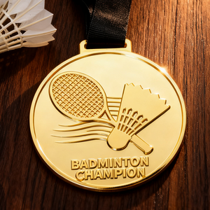 Medalla de Bádminton de metal <span class=keywords><strong>en</strong></span> relieve con diseño de volante personalizado, medalla de Bádminton de competición de aleación de Zinc <span class=keywords><strong>en</strong></span> relieve 3D a granel - Product Image 3