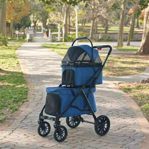 Poussette double pour animaux de compagnie pouvant accueillir deux animaux de compagnie Chien et <span class=keywords><strong>chat</strong></span> <span class=keywords><strong>Sac</strong></span> de transport de voyage 4 roues adapté aux chiots - Product Image 2