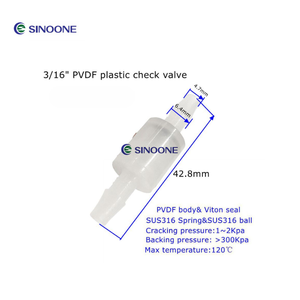3/16 <span class=keywords><strong>1</strong></span>/8 sinoone <span class=keywords><strong>1</strong></span>/4 inch pvdf nhựa không chảy trở lại phụ kiện đường ống Ozone ăn mòn bằng chứng một cách kiểm tra van cấu trúc mùa xuân - Product Image 5