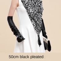 Lange Damen-Lederhandschuhe 50CM Leder PU-Leder Mode-Kleid Arm Winter Wärmehaltende Handschuhe