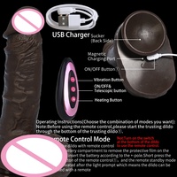 Télécommande réaliste en silicone, Godemiché Rétractable et Oscillant, Jouet Sexuel Vibrant Doux avec Fonctions de Chauffage, de Poussée et de Rotation - LM-A057-3