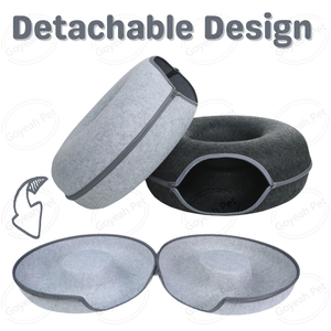 Caverne détachable pour chat Donut <span class=keywords><strong>Cat</strong></span> Tunnel Bed Felt <span class=keywords><strong>Peekaboo</strong></span> <span class=keywords><strong>Cat</strong></span> <span class=keywords><strong>Cave</strong></span> pour chats d'intérieur - Product Image 3