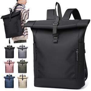 Large Capacity Unisex <b>Roll</b> <b>Top</b> Daypack Waterproof Oxford Laptop <b>Backpack</b> Polyester Simple for Travel College - Product Image 1