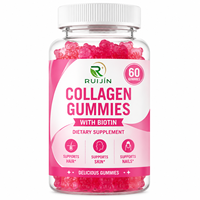 Gummies au collagène avec biotine pour la santé des cheveux, de la peau et des ongles, 60 unités, complément alimentaire, formule personnalisée en marque blanche