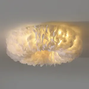 Lampada da <span class=keywords><strong>Soffitto</strong></span> Moderna BGST con Piume Bianche, Illuminazione Decorativa, Luci LED da <span class=keywords><strong>Soffitto</strong></span> per Camere da Ragazza - Product Image 4