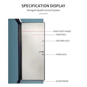 Porte de sécurité en acier avec panneau en bois et cadre en acier, anti-effraction, pour entrée extérieure de villa - Product Image 4