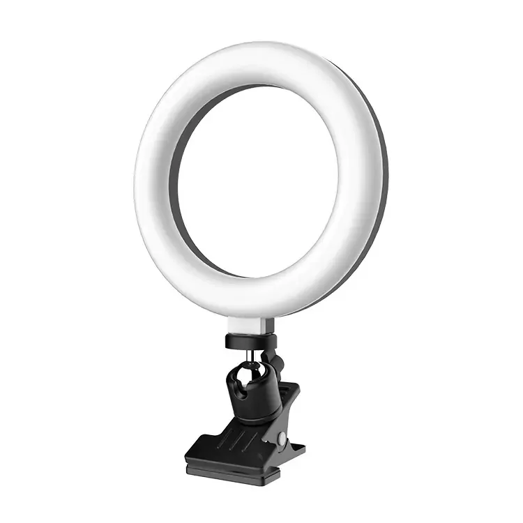 Taşınabilir kapalı halka dolgu işığı lambası LED fotoğraf Selfie güzellik Tripod cep 6 inç 360 derece dönebilir halka lamba