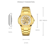 Montre de plongée pour homme de haute qualité, sertie de diamants, design creux en or, chronographe mécanique entièrement automatique, 50 bars d'étanchéité