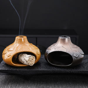 Brûleur d'encens en céramique et porcelaine fait main, motif ondulé, design à reflux, prix <span class=keywords><strong>de</strong></span> gros d'usine, porte-encens pour <span class=keywords><strong>la</strong></span> <span class=keywords><strong>maison</strong></span> et le bureau - Product Image 1