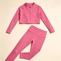 Ensemble de yoga personnalisé pour filles : haut court zippé à manches longues et leggings taille haute – ODM/OEM – Idéal pour la danse, la course, la gym et le quotidien – Vêtements de sport