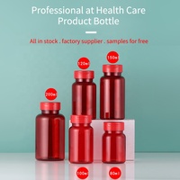 Bouteilles d'emballage en plastique de pilule rouge de Lucency 80 100 120 150 200 ml avec autocollant de scellage capsules comprimés récipients de médicaments vides