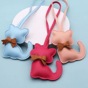 Colorful Kitten Leather <b>Bag</b> <b>Charms</b> Cute Bow Cat Leather Keychains Minimalist Animal <b>Bag</b> <b>Charm</b> Gifts for Her Cat Lover - Product Image 3
