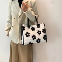 Tas Selempang Wanita Motif Sapi Leopard, Kapasitas Besar, Tas Tote Bulu Persegi Serbaguna, Tas Tangan Mewah untuk Musim Dingin
