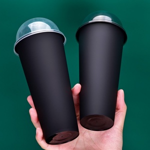 Couvercle à emporter écologique en plastique PP noir dépoli, qualité alimentaire, pour gobelet à injection de 90 mm avec paille intégrée - Product Image 6