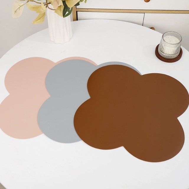 Flower Shaped PU Leather Mouse Pad Waterproof Solid Color Desk Mouse Mat Non-Slip Desk Mat