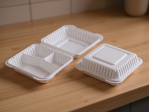 Contenitore Quadrato EcoSmart a 3 Scomparti con Coperchio a Cerniera 7.9x7.9x2.3 in PP per Asporto, Cucina, Viaggio e Conservazione della Freschezza - Product Image 2