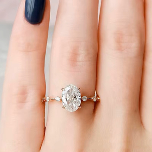 Bague de fiançailles personnalisée en or massif certifiée GIA IGI, sertie d'un diamant CVD cultivé en laboratoire, 1, 2 ou 3 carats, bijoux pour femmes, bague de laboratoire - Product Image 4
