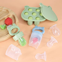 Lot de distributeurs de nourriture pour bébés et moules à sucettes en silicone avec couvercle de bac de congélation pour soulager les poussées dentaires et les collations aux fruits