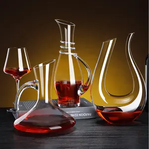 도매 손 만든 럭셔리 주류 알코올 디켄터 위스키 와인 유리 디켄터 1L 1.5L 1.6L 와인 액세서리