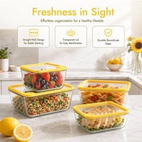 Boîte à lunch en verre borosilicate durable, directement de l'usine, avec couvercles, résistante au congélateur, récipient de stockage alimentaire pour les chaînes de magasins