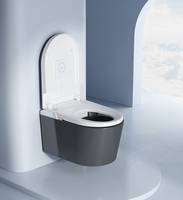Toilette murale intelligente moderne de luxe noire entièrement automatique avec désodorisation à air chaud pour WC