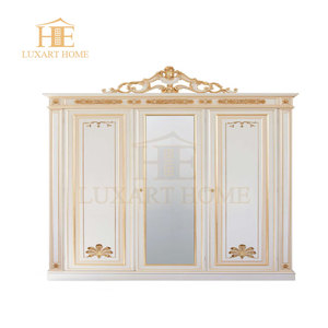 Diseño de lujo de hoja de oro tallada cama king/europeo clásico Royal <span class=keywords><strong>Deluxe</strong></span> oro madera dormitorio cama doble conjunto - Product Image 6