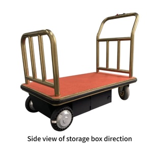 Chariot à bagages électrique finition laiton pour <span class=keywords><strong>service</strong></span> de portier avec transport de bagages d'hôtel et apparence haut de gamme - Product Image 2