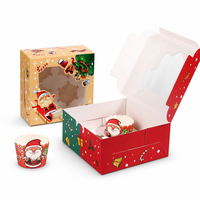 Boîte à cupcakes de Noël en forme de flocon de neige, boîtes à dessert en papier de Noël, emballage pour cupcakes de Noël avec fenêtre transparente