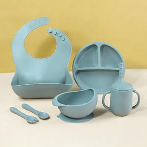 Vente en gros Mangeoire pour bébé Bol à ventouse en silicone Bavoir Assiette Tasse Ensemble - Product Image 3