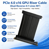 Câble Riser PCIe 4.0 x16 Double Inversion 16GT/s 90 Degrés 4+1 Fils pour Montage Vertical de Carte Graphique PC