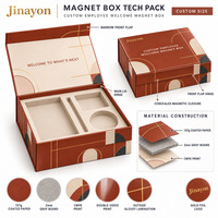 Boîte cadeau rigide magnétique personnalisée, kit de bienvenue pour les employés, emballage en carton gris de 2 mm, papier couché de 157 g, logo en feuille d'or, impression CMYK