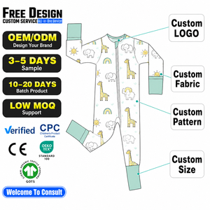 <span class=keywords><strong>Pijama</strong></span> de algodón con cremallera personalizado para niños, conjuntos de ropa de dormir OEM, pijamas de bambú para bebés, ropa de bambú al por mayor para bebés - Product Image 1