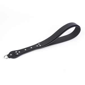 Fouet en cuir noir unisexe pour adultes avec attache en métal - Product Image 4