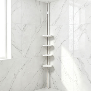 Estante de Almacenamiento Telescópico para Esquina de Baño, 4 Niveles, Sin Perforaciones, Organizador para Ducha - Product Image 1
