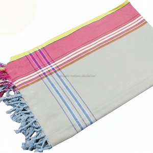 Serviette Kikoy à rayures promotionnelles Serviette de golf compressée fabriquée en Inde Serviettes de plage Sarong kenyan Prix de style uni - Product Image 1