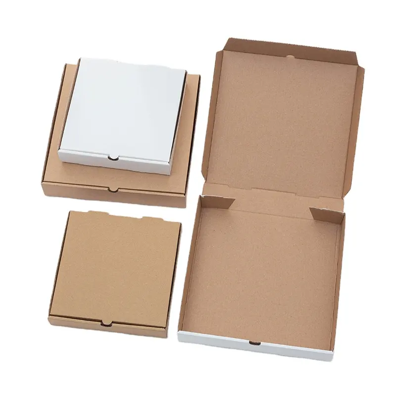 थोक कस्टम लोगो मुद्रण सफेद सादा फास्ट फूड नालीदार पिज्जा पैकिंग पेपर कार्टन बॉक्स